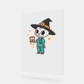 Halloween Nurse mit Kaffee-Tragen Hexenhut Cl Acrylschild (Winkel)