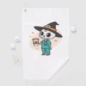 Halloween Nurse mit Kaffee-Tragen Hexenhut Cl Golfhandtuch (Insitu)