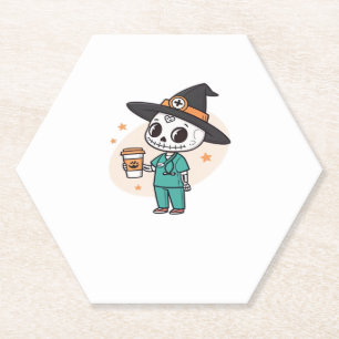 Halloween Nurse mit Kaffee-Tragen Hexenhut Cl Untersetzer