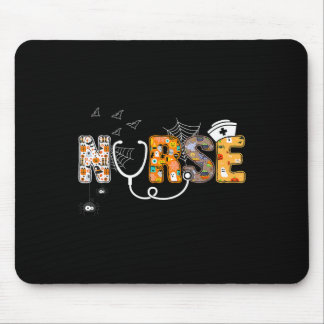 Halloween Nurse mit Pumpkin Boo Spider Hexenhut Mousepad