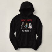 Halloween Nurse Night Shift Is Here Ghost Skeleton Hoodie (Design vorne)