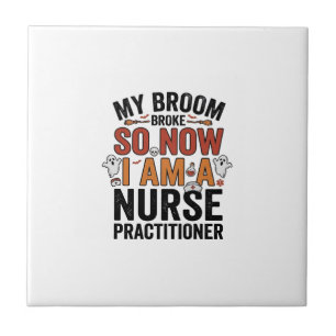 Halloween Nurse Practitioner Besen Zerbrochen Vint Fliese
