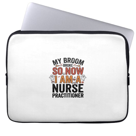Halloween Nurse Practitioner Besen Zerbrochen Vint Laptopschutzhülle (Vorderseite)