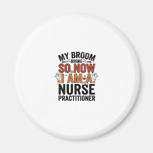 Halloween Nurse Practitioner Besen Zerbrochen Vint Magnet