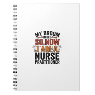 Halloween Nurse Practitioner Besen Zerbrochen Vint Notizblock