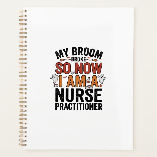 Halloween Nurse Practitioner Besen Zerbrochen Vint Planer (Vorderseite)