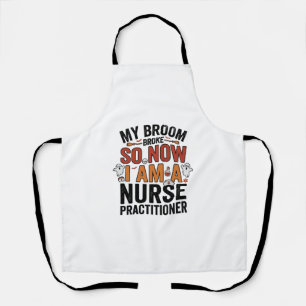 Halloween Nurse Practitioner Besen Zerbrochen Vint Schürze