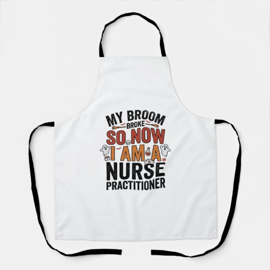 Halloween Nurse Practitioner Besen Zerbrochen Vint Schürze (Vorderseite)