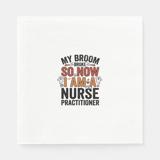 Halloween Nurse Practitioner Besen Zerbrochen Vint Serviette (Vorderseite)
