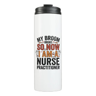 Halloween Nurse Practitioner Besen Zerbrochen Vint Thermosbecher