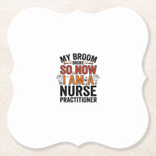 Halloween Nurse Practitioner Besen Zerbrochen Vint Untersetzer