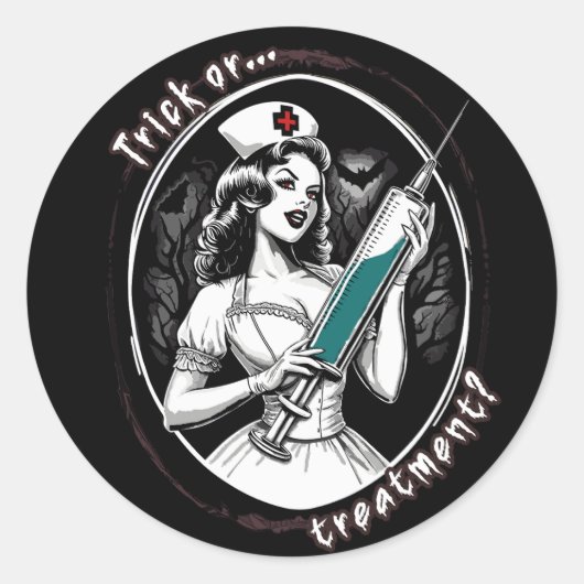 Halloween Nurse Runder Aufkleber (Vorderseite)