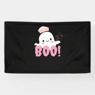 Halloween Nurse Shirts Women Boo! T - Shirt Ghost  Banner