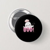 Halloween Nurse Shirts Women Boo! T - Shirt Ghost Button (Vorne & Hinten)