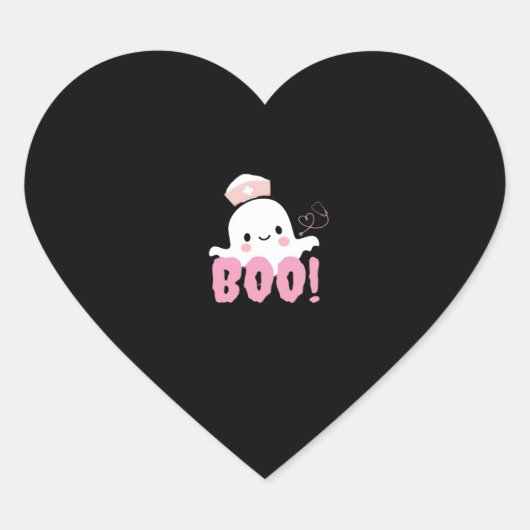 Halloween Nurse Shirts Women Boo! T - Shirt Ghost Herz-Aufkleber (Vorderseite)