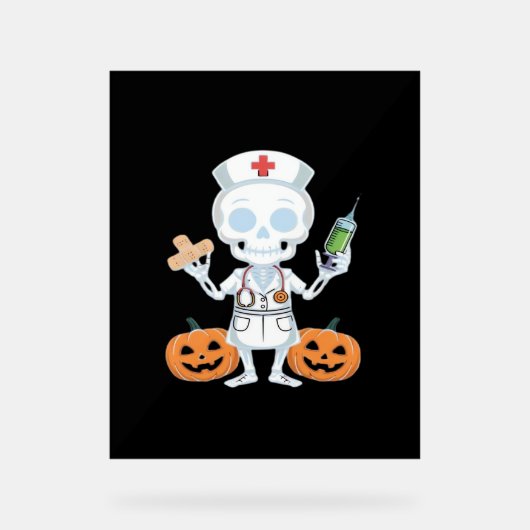 Halloween Nurse Skeleton Essential T - Shirt Acrylschild (Vorderseite)