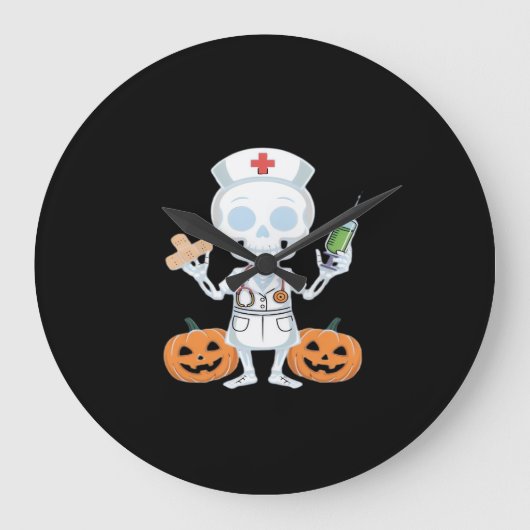 Halloween Nurse Skeleton Essential T - Shirt Große Wanduhr (Vorderseite)