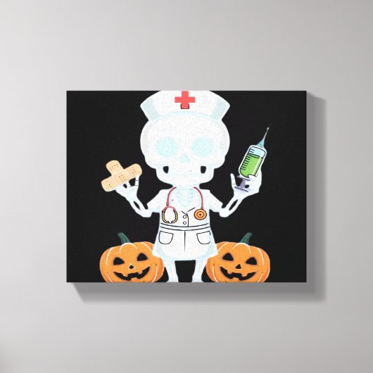 Halloween Nurse Skeleton Funny Joke Essential T-Sh Leinwanddruck (Vorderseite)
