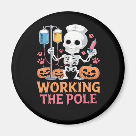 Halloween Nurse Skeleton Funny Joke Essential T-Sh Magnet (Vorne)