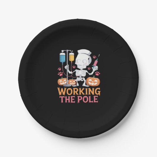 Halloween Nurse Skeleton Funny Joke Essential T-Sh Pappteller (Vorderseite)