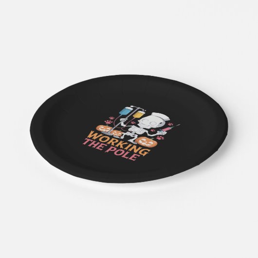 Halloween Nurse Skeleton Funny Joke Essential T-Sh Pappteller (Schrägansicht)