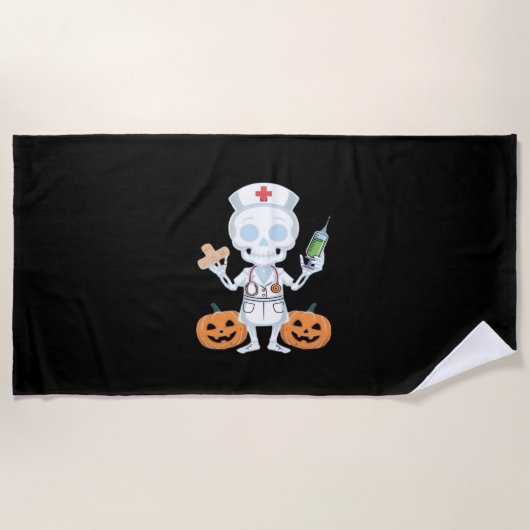 Halloween Nurse Skeleton Funny Joke Essential T-Sh Strandtuch (Vorderseite)