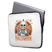 Halloween Nurse Skelett Essenzieller T - Shirt_1 Laptopschutzhülle (Vorderseite Links)