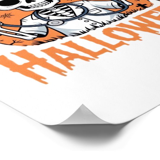 Halloween Nurse Skelett Essenzieller T - Shirt_1 Poster (Ecke)