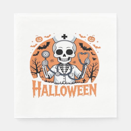 Halloween Nurse Skelett Essenzieller T - Shirt_1 Serviette (Vorderseite)