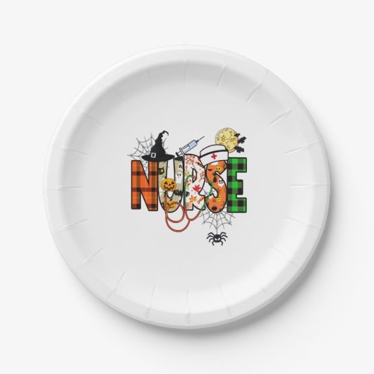 Halloween Nurse Sticker Pappteller (Vorderseite)
