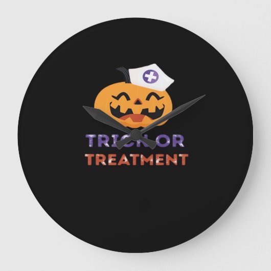 Halloween Nurse Trick oder Treatment Classic T - S Große Wanduhr (Vorderseite)