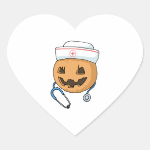 Halloween Nurse Tshirt Squad Pumpkin RN Graduate N Herz-Aufkleber