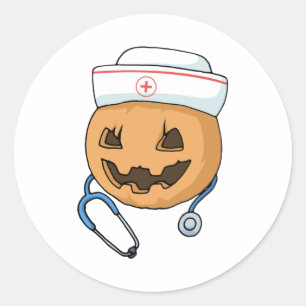 Halloween Nurse Tshirt Squad Pumpkin RN Graduate N Runder Aufkleber