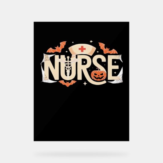 Halloween Nurse Typografie - Spooky Medical Design Acrylschild (Vorderseite)