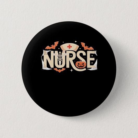 Halloween Nurse Typografie - Spooky Medical Design Button (Vorderseite)