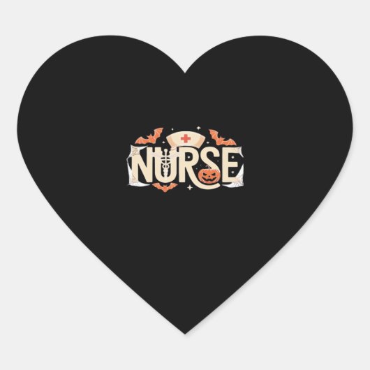 Halloween Nurse Typografie � Spooky Medical Design Herz-Aufkleber (Vorderseite)