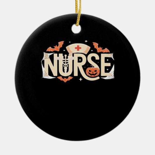 Halloween Nurse Typography � Spooky Medical Design Keramik Ornament (Vorne)