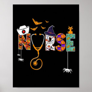 Halloween Nursing Niedlich Health Worker-Muster Poster
