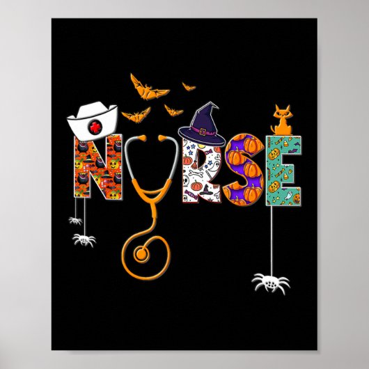 Halloween Nursing Niedlich Health Worker-Muster Poster (Vorne)