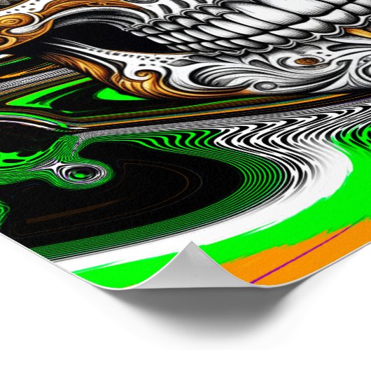 Halloween oder Día de Muertos Sugar Skull Fluid Ar Poster (Ecke)