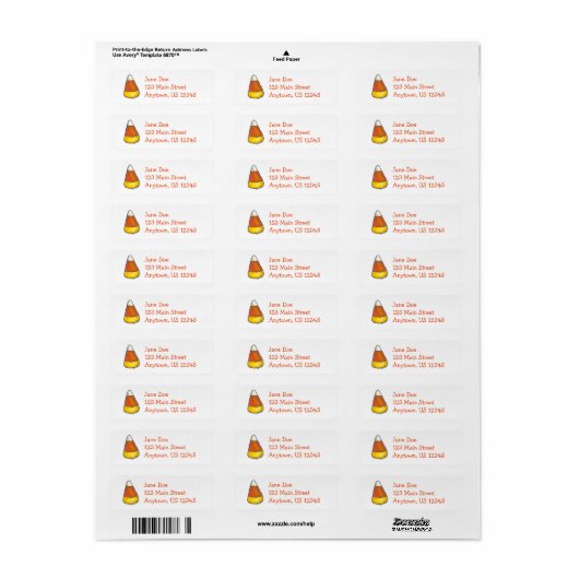 Halloween oder Erntedank Candy Corn Labels (Vorne)