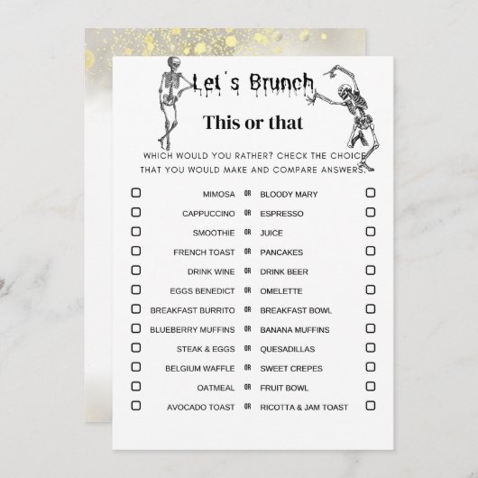 Halloween oder jenes Party-Spiel Einladung (Vorne/Hinten)