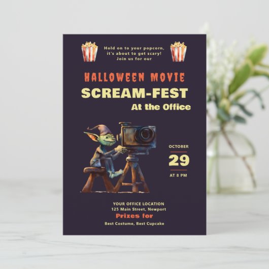 Halloween Office Party Beängstigend Movies Scream  Einladung (Stehend Vorderseite)