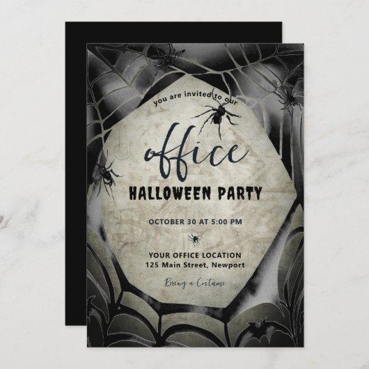 Halloween Office Party Business Corporate Spiders Einladung (Vorne/Hinten)
