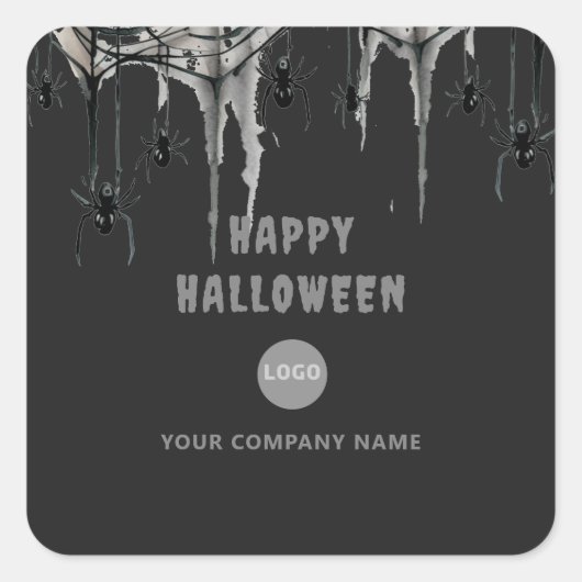 Halloween Office Party Business Corporate Web-Logo Quadratischer Aufkleber (Vorderseite)