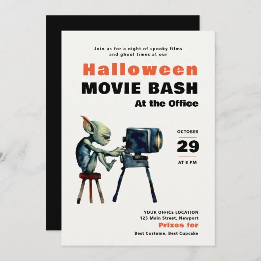 Halloween Office Party Business Movie Bash Gremlin Einladung (Vorne/Hinten)