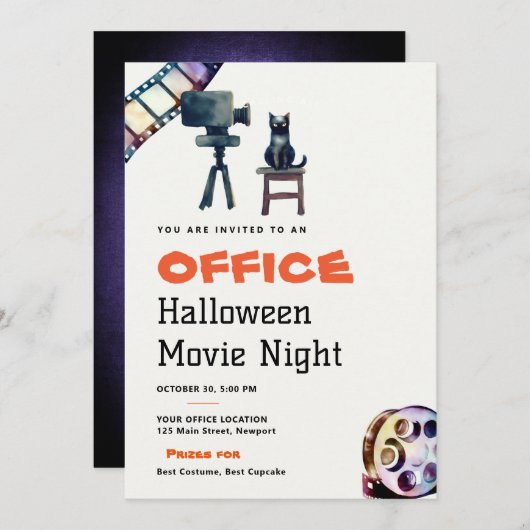 Halloween Office Party Business Movie Night Einladung (Vorne/Hinten)