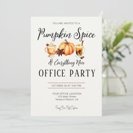 Halloween Office Party Business Pumpkin Gewürz Nic Einladung (Stehend Vorderseite)