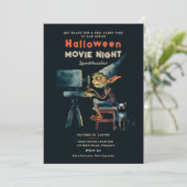 Halloween Office Party Movie Gremlin Black Cat Einladung (Stehend Vorderseite)