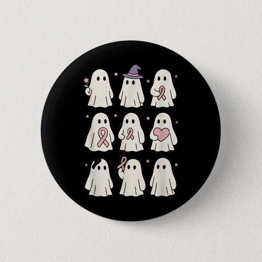 Halloween Oktober Brustkrebs Bewusstsein Pink Cut Button (Vorderseite)